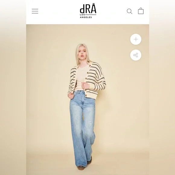 dRA LOS ANGELES (FROM ANTHROPOLOGIE) %100 COTTON AMARA STRIPED CARDIGAN - Picture 11 of 15